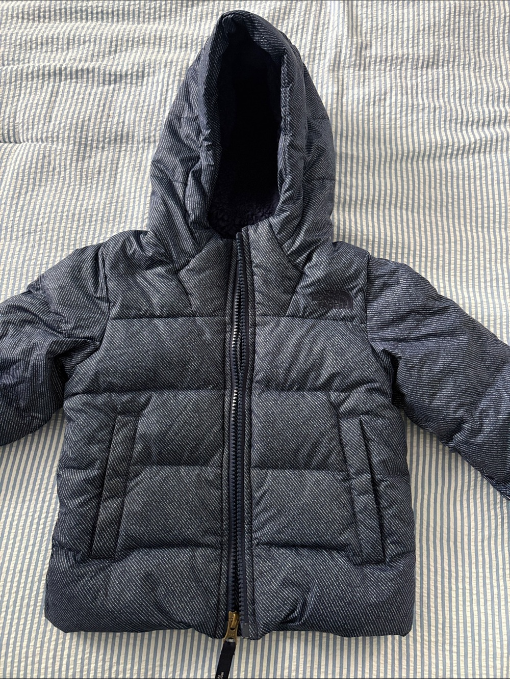 The North Face Kids Hooded Puffer Jacket in Navy Heather